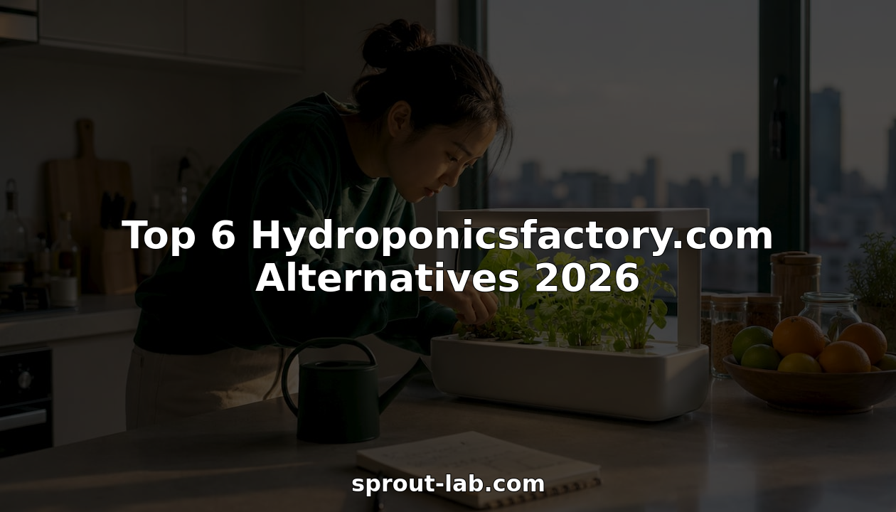Woman tending hydroponic garden in kitchen